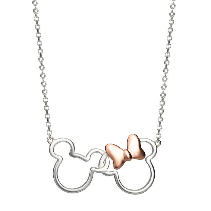 PEERS HARDY Pendentif Disney Mickey et Minnie en plaqué argent avec lazo rose doré