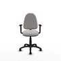 Chaise de bureau Aýna avec mécanisme de contact permanent de base, revêtue de simili cuir blanc. Équipée d'une base en polyamide noir, d'accoudoirs 1D et de roulettes en nylon de 50 mm