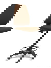 Tabouret Taburete Elche Contact permament de base Tissu Marron foncé Structure polyamide noire Sans accoudoirs Sans appui-tête Roulettes en nylon 50 mm