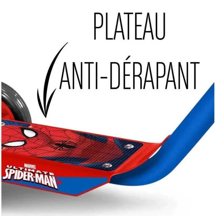 Stamp - STAMP Disney Spiderman Trottinette 3 Roues pour Garçon, Plateau Anti-dérapant, Hauteur Ajustable, à Partir de 2 Ans