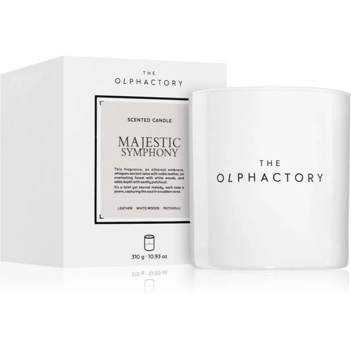 The Olphactory Majestic Symphony Leather, Bougie parfumée 310 g The Olphactory Majestic Symphony Leather, Bougie parfumée 310 g
