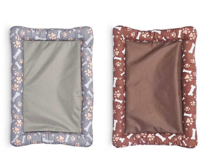 MASCOW Couchette Rectangulaire Motifs Os et Empreintes 85x60cm Gris et Marron MASCOW Couchette Rectangulaire Motifs Os et Empreintes 85x60cm Gris et Marron