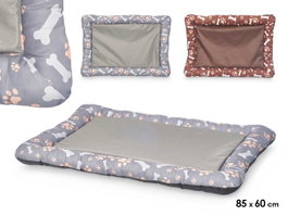 MASCOW Couchette Rectangulaire Motifs Os et Empreintes 85x60cm Gris et Marron