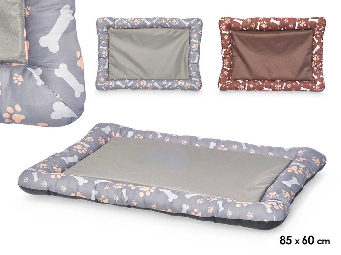 MASCOW Couchette Rectangulaire Motifs Os et Empreintes 85x60cm Gris et Marron MASCOW Couchette Rectangulaire Motifs Os et Empreintes 85x60cm Gris et Marron
