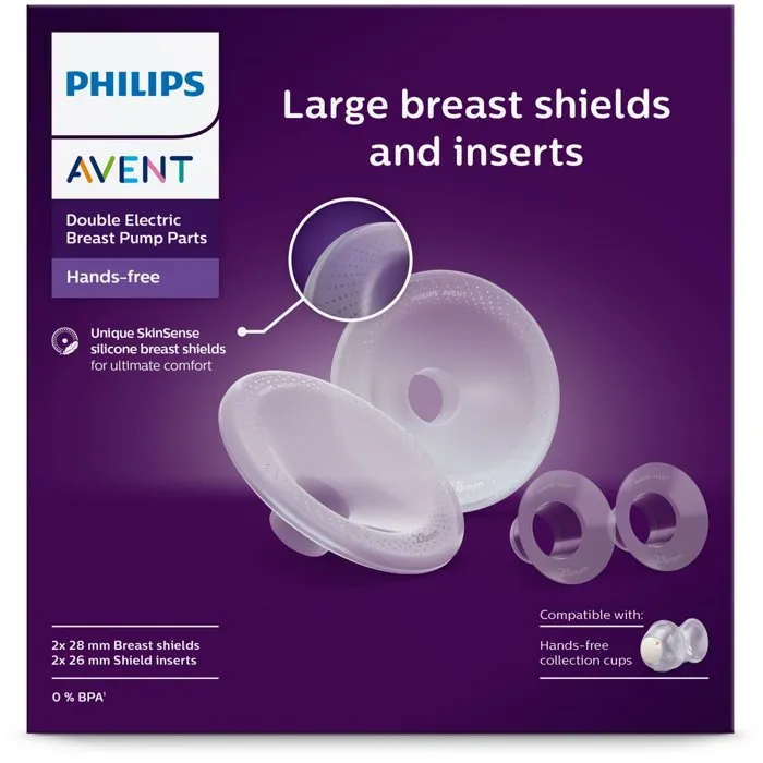Avent Philips Kit de téterelles et inserts silicone SkinSense, 28 mm et 26 mm, blanc