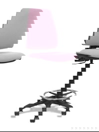 Tabouret Taburete Elche Contact permament de base Tissu Rose Structure polyamide noire Sans accoudoirs Sans appui-tête Roulettes en nylon 50 mm