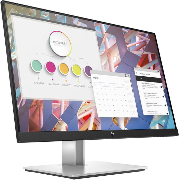 HP Moniteur E24 G4 60.5 cm (23.8") Full HD IPS, 1920x1080, 5ms, 250 cd/m², sans scintillement, HP Eye Ease, réglage quadridirectionnel