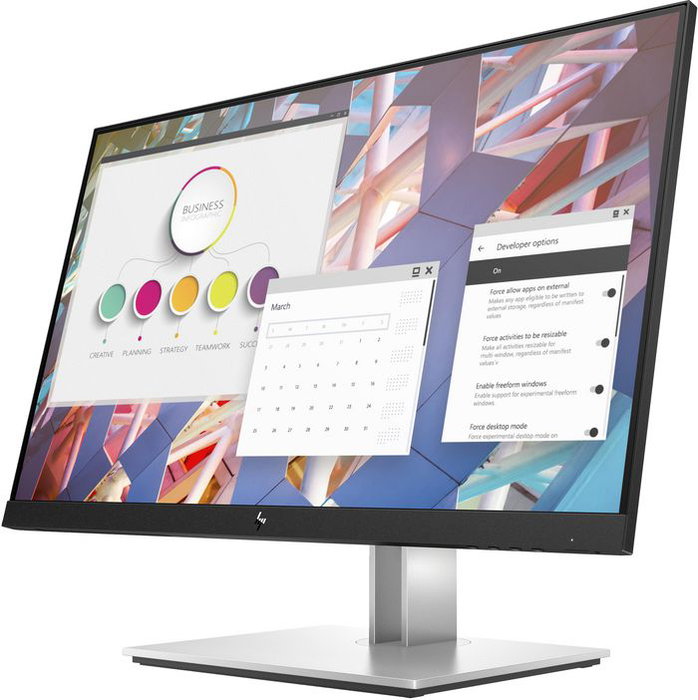 HP Moniteur E24 G4 60.5 cm (23.8") Full HD IPS, 1920x1080, 5ms, 250 cd/m², sans scintillement, HP Eye Ease, réglage quadridirectionnel