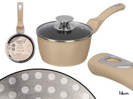 Kinvara Cazo à Induction Forgé 16 cm Beige - Aluminium et Verre, Manger Tactile Doux (Set de 6)