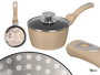 Kinvara Cazo à Induction Forgé 16 cm Beige - Aluminium et Verre, Manger Tactile Doux (Set de 6)