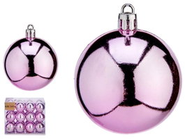Krist+ Lot de 24 Boules de Noël 6 cm Roses en Plastique (Set de 12)