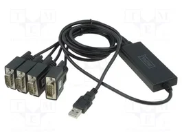 DIGITUS Convertisseur USB-RS232 avec 4 prises D-Sub 9 broches, 1,5 m