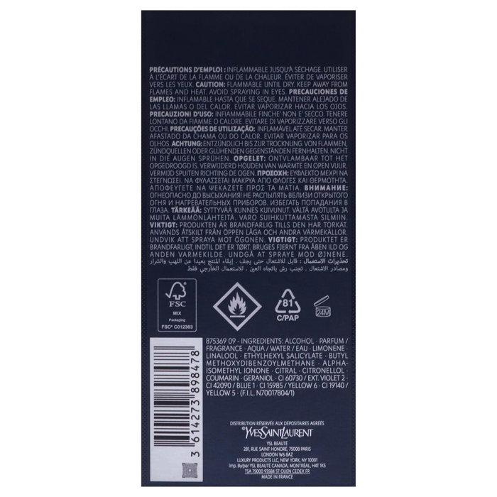 Parfum Homme YSL Y Pour Homme Eau de Parfum Intense EDP 100 ml Parfum Homme YSL Y Pour Homme Eau de Parfum Intense EDP 100 ml