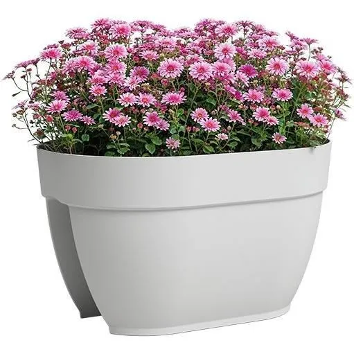 Artevasi Jardinière de balcon Capri Campana - 39 x 25,6 x 22,5 cm - Blanc - Plastique résistant aux intempéries