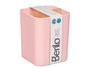 Berilo Organisateur Carré 3 Tiroirs en Bambou et Plastique Rose 9x11x9 cm (Set de 6)