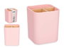 Berilo Organisateur Carré 3 Tiroirs en Bambou et Plastique Rose 9x11x9 cm (Set de 6)