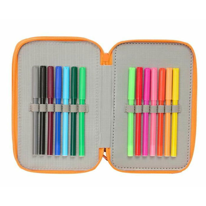 Pochette à crayons triple Jurassic World Noir 12,5 x 19,5 x 5,5 cm 37 Pièces