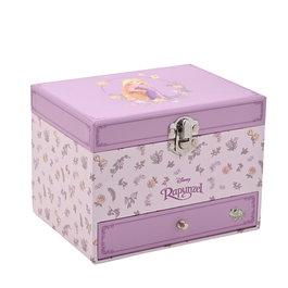 WIDDOP & CO Joyer Musical Rapunzel Princesses Disney - Coffret à Bijoux avec Mélodie et Tiroir à Souvenirs, Motif Floral