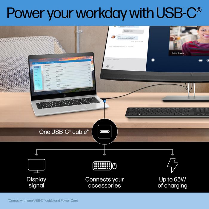 HP E34m G4 - Écran courbé WQHD 34" pour visioconférence avec webcam 5 MP, micros, HP intégrés et USB-C 65W HP E34m G4 - Écran courbé WQHD 34" pour visioconférence avec webcam 5 MP, micros, HP intégrés et USB-C 65W