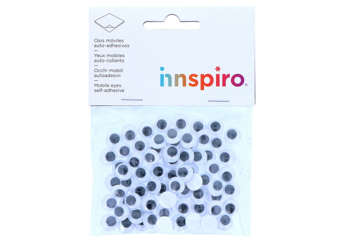 Innspiro 72 yeux mobiles noirs autoadhésifs ronds 10 mm