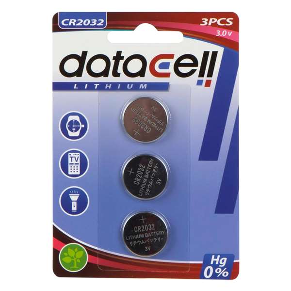 Datacell Pile Bouton CR2032 Lithium - Blister de 3 piles pour montres, jouets et appareils électroniques