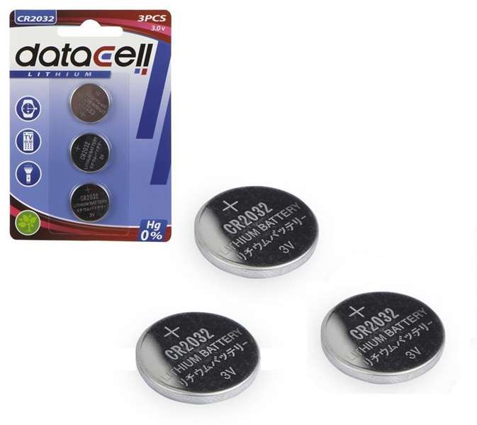 Datacell Pile Bouton CR2032 Lithium - Blister de 3 piles pour montres, jouets et appareils électroniques