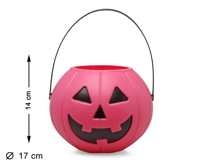 atosa Seau d'Halloween rose avec visage animé atosa Seau d'Halloween rose avec visage animé
