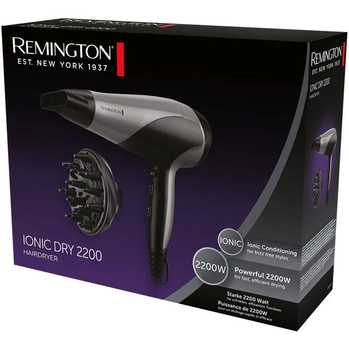 Remington D3190S Ionic Dry Sèche-cheveux avec diffuseur, 2200 W Remington D3190S Ionic Dry Sèche-cheveux avec diffuseur, 2200 W