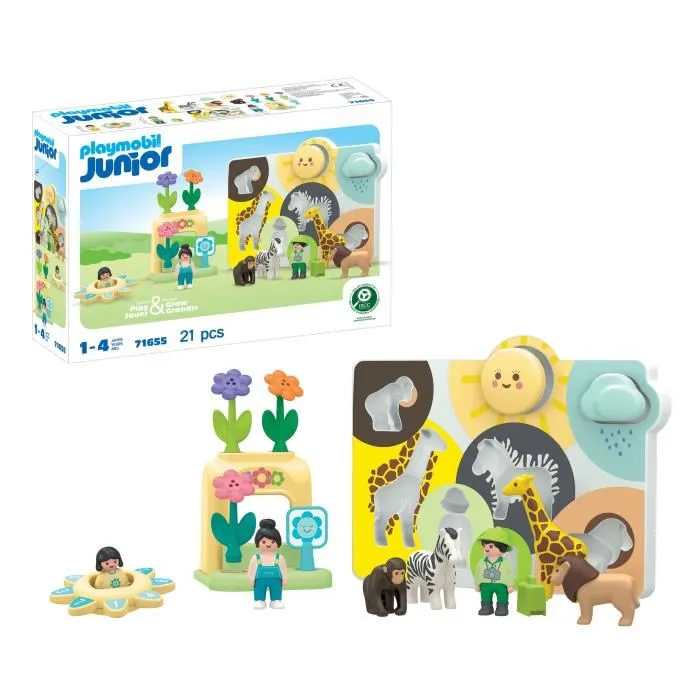 Playmobil 71655 - Mon premier Playmobil Junior, ensemble de 21 pièces pour enfants dès 12 mois, avec personnages et animaux