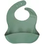 Thermobaby - Lot de 2 bavoirs en silicone avec poche récupératrice - Étanches et réglables sur 4 positions - Vert Cactus et Gris