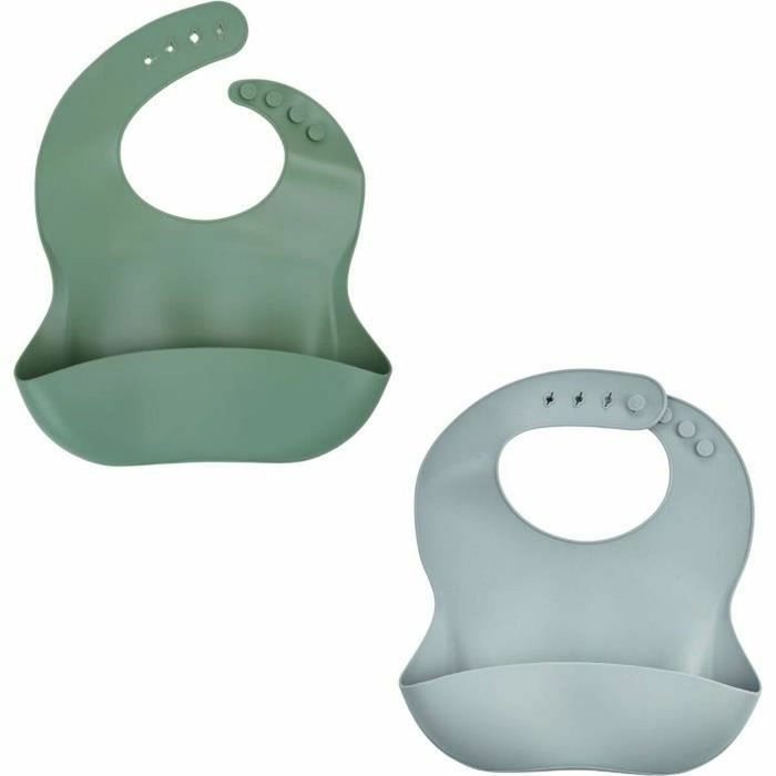 Thermobaby Lot de 2 Bavoirs Silicone Vert Cactus et Gris Charme Thermobaby Lot de 2 Bavoirs Silicone Vert Cactus et Gris Charme