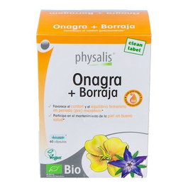 PHYSALIS Onagra+Borraja 60Licaps Bio - Complément alimentaire huiles d'onagre et bourrache bio, équilibre féminin, vegan