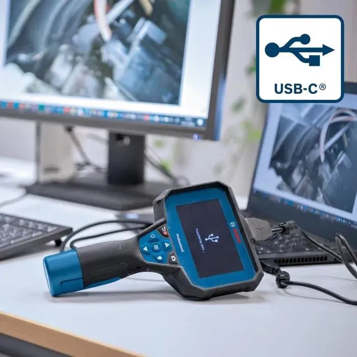 Bosch Professional GIC 12V-4-23 C Caméra d'inspection à piles avec écran LCD 4.3 pouces 800x480 pixels, indication Up