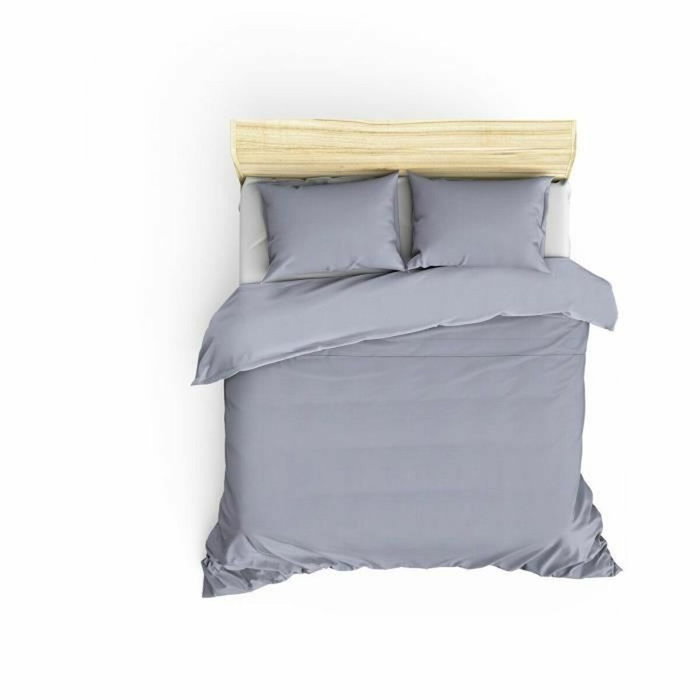 BigBuy Home Parure de couette Satiné Gris 220 x 240 cm BigBuy Home Parure de couette Satiné Gris 220 x 240 cm