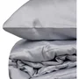 Parure de lit satin 100% coton King, housse de couette 240 x 220 cm + 2 taies d'oreiller 60 x 60 cm, couleur gris, impression réactive pour couleurs durables