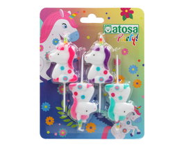 Set 4 bougies licorne multicolore