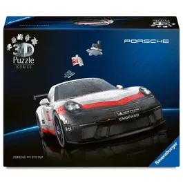 Ravensburger Puzzle 3D Iconics - Porsche 911 GT3 Cup - 108 Pièces en Plastique à Assembler - Modèle de Voiture