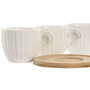 Jeu de 6 tasses avec plat Home ESPRIT Blanc Naturel Bambou Porcelaine 220 ml