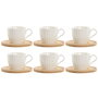 Jeu de 6 tasses avec plat Home ESPRIT Blanc Naturel Bambou Porcelaine 220 ml