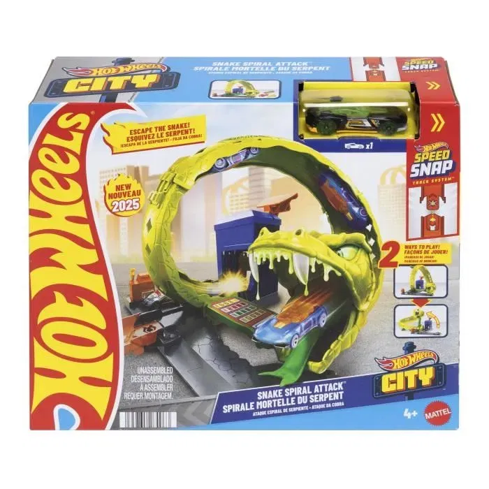 Hot Wheels JBM63 - Coffret Voiture en Metal Moule Looping Serpent avec Station-Service - Jeu pour Enfants a partir de 4 Ans