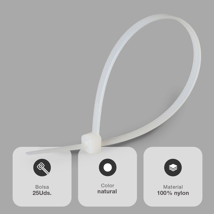 Hantums Colliers de serrage 200x4,8 mm, lot de 25, Naturel Hantums Colliers de serrage 200x4,8 mm, lot de 25, Naturel