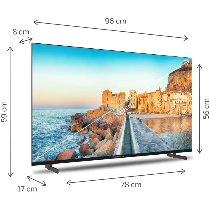 Thomson 43FG2S15 - Téléviseur LED 43" (109 cm) Full HD, avec Google TV, 3 ports HDMI, WiFi - Idéal pour le salon