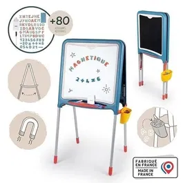Smoby Tableau Tubes - Tableau double face magnétique et ardoise avec bac amovible et 80 accessoires - Jeu éducatif pour enfants dès 3 ans