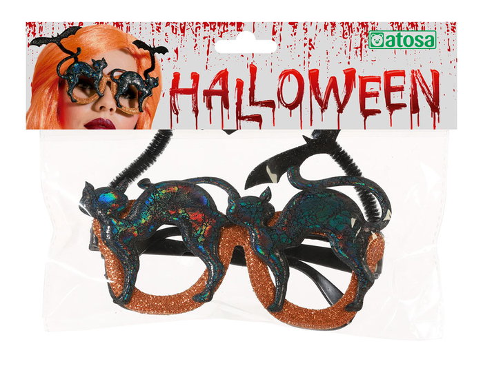 Lunettes Halloween avec Design de Chats et Chauves-Souris Noirs - Accessoire de Déguisement Fête pour Enfants et Adultes