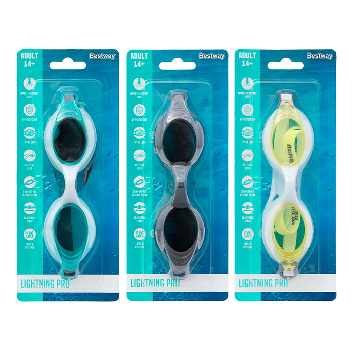 Bestway 21130 Lunettes de Natation Enfant Anti-buée Silicone Adultes +14 Ans Plage et Piscine