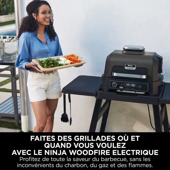 SharkNinja OG850EU Ninja Woodfire Pro XL, Grill Electrique, Noir