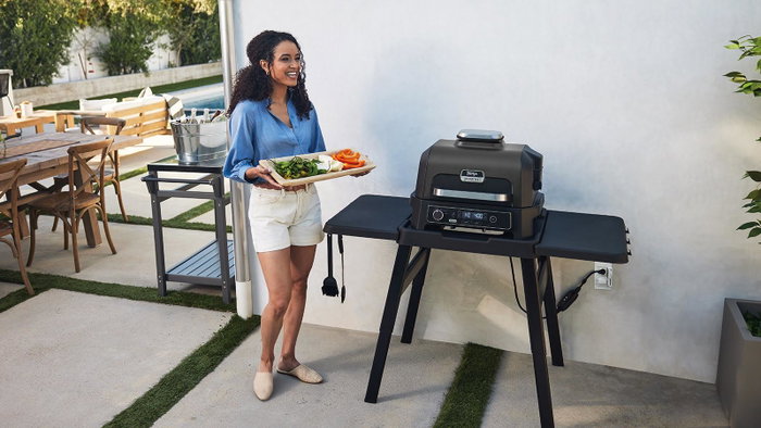 Ninja Woodfire Pro XL OG850EU - Barbecue électrique et fumoir Bleu-gris et inox