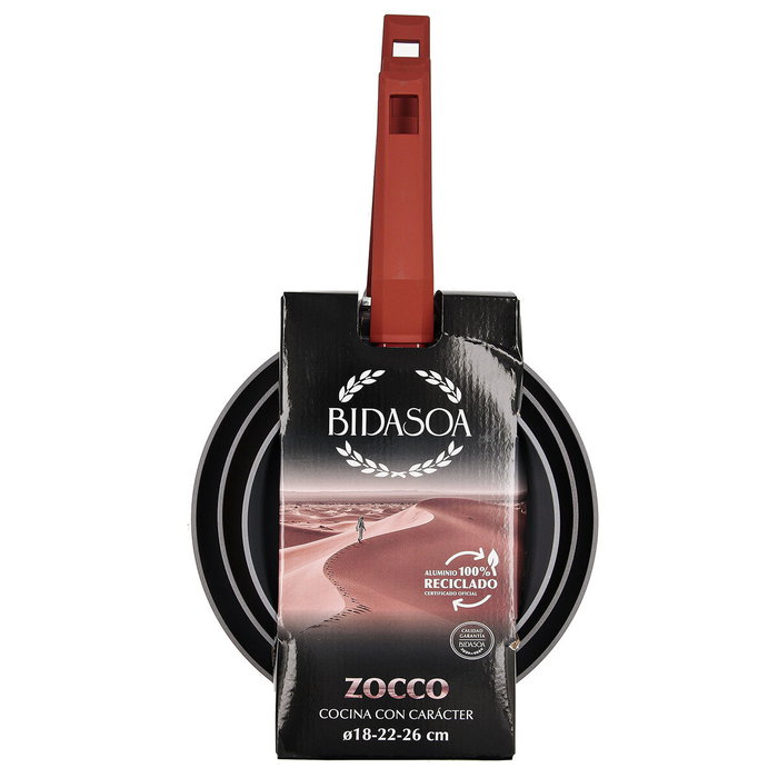 Bidasoa Zocco Set de 3 poêles en aluminium forgé, 18-22-26 cm, 2 couches antiadhésives Bidasoa Zocco Set de 3 poêles en aluminium forgé, 18-22-26 cm, 2 couches antiadhésives