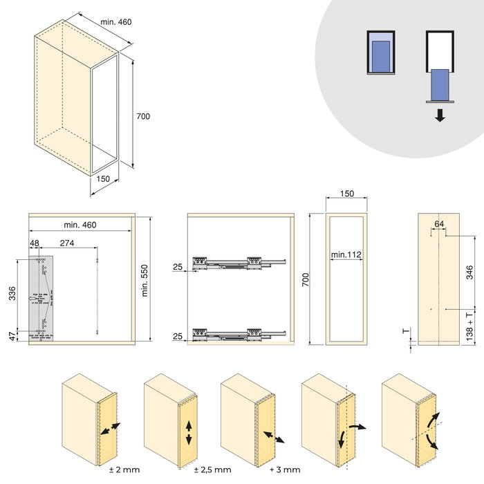 Emuca Porte-bouteilles latéral extractible Harmony avec fermeture amortie, Module largeur 150mm hauteur 700mm, Acier et Bois, Gris anthracite Emuca Porte-bouteilles latéral extractible Harmony avec fermeture amortie, Module largeur 150mm hauteur 700mm, Acier et Bois, Gris anthracite