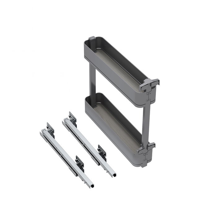 Emuca Porte-bouteilles latéral extractible Harmony avec fermeture amortie, Module largeur 150mm hauteur 700mm, Acier et Bois, Gris anthracite Emuca Porte-bouteilles latéral extractible Harmony avec fermeture amortie, Module largeur 150mm hauteur 700mm, Acier et Bois, Gris anthracite